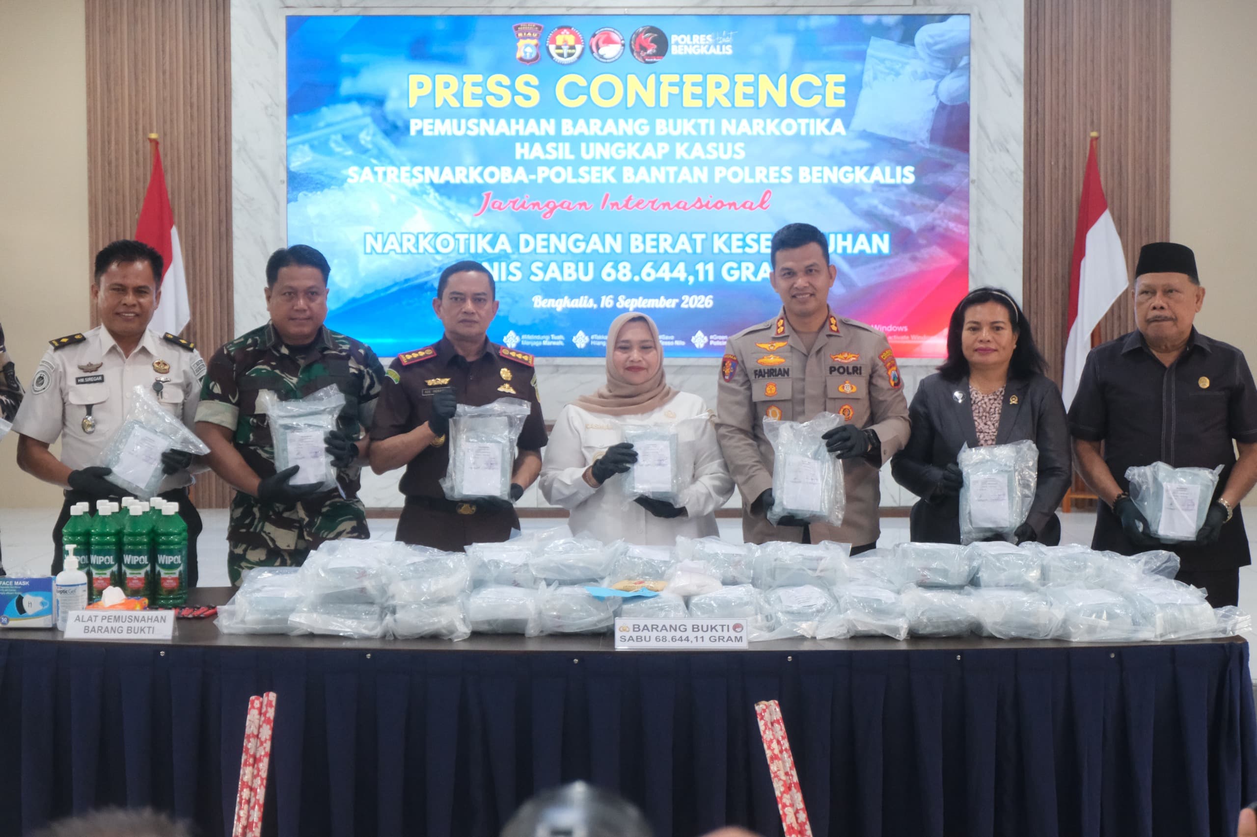 Kepolisian Resor (Polres) Bengkalis, Riau, kembali mengungkap kasus besar peredaran narkotika. (Foto: Info Publik)